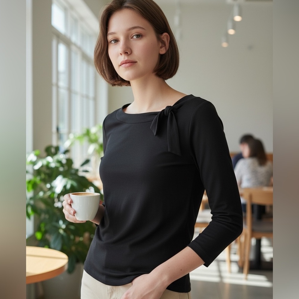 Banana Republic Black Top with Bow Detail